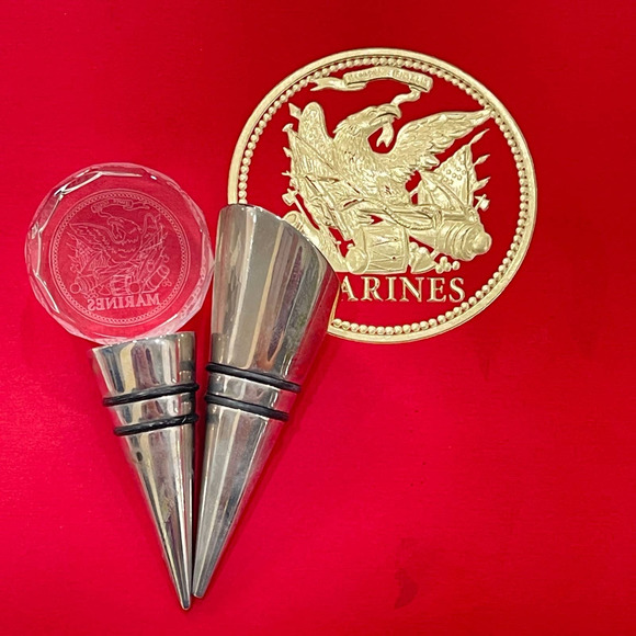 Marines Marine Corp Crystal Bottlestoppers Military Service Gift Semper Fideli - Picture 3 of 6